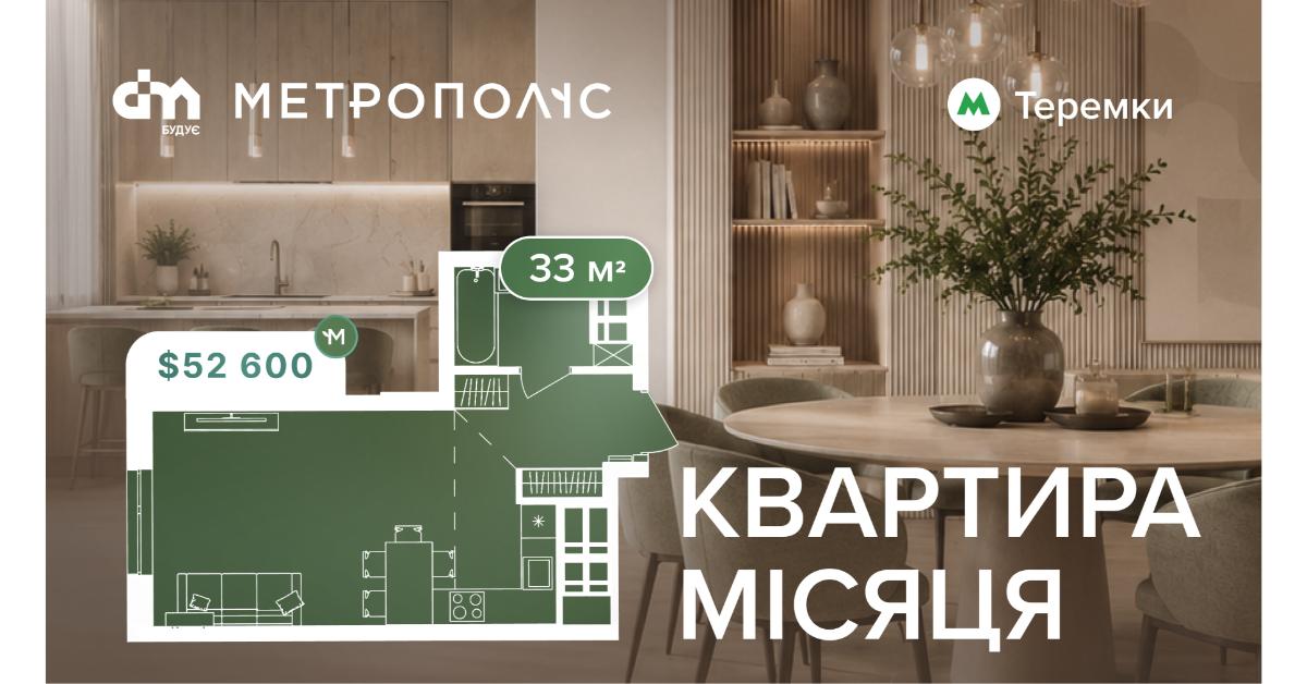 Квартира місяця у ЖК «Метрополіс» — 33 м² від $52 600